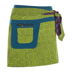 Vishes - Alternative Bekleidung - Damen Wenderock Wickelrock Rock zum Wenden und Binden Seitentasche Olive von Vishes