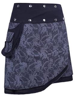 Vishes - Alternative Bekleidung - Damen Wickelrock Rock zum Wickeln mit Druckknöpfen Spitze Blumen schwarz-grau 36-46 von Vishes