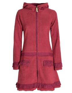 Vishes - Alternative Bekleidung - Damen lange Fleecejacke Fleecemantel Übergangsjacke ECO-Fleece dunkelrot 38 von Vishes