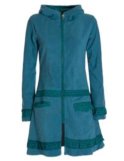 Vishes - Alternative Bekleidung - Damen lange Fleecejacke Fleecemantel Übergangsjacke ECO-Fleece türkis 38 von Vishes