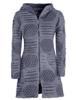 Vishes - Alternative Bekleidung - Damen lange warme Jacke Hippiemantel Zipfel Kapuzenmantel grau 40-42 von Vishes