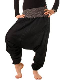 Vishes - Alternative Bekleidung - Damen luftige Sommerhose Haremshose Pluderhose Baumwolle schwarz von Vishes