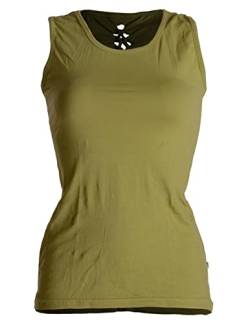 Vishes - Alternative Bekleidung - Dehnbares Sommer Shirt mit Cutwork auf dem Rücken olivgrün 38 von Vishes