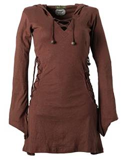 Vishes - Alternative Bekleidung - Elfenkleid mit Zipfelkapuze und Bändern zum Schnüren Dunkelbraun 48-50 (3XL) von Vishes