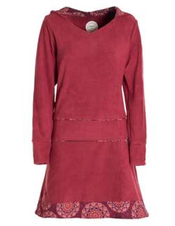 Vishes - Alternative Bekleidung - Extra warmes Winterkleid Damen Pullover-Kleid Sweatkleid Eco-Fleece dunkelrot 34 von Vishes