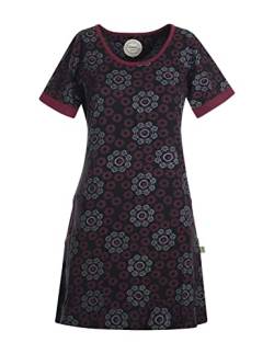 Vishes - Alternative Bekleidung - Kurzarm Damen Hippie T-Shirt Kleid Blumen Tunika Jerseykleid Baumwolle schwarz 36-38 von Vishes