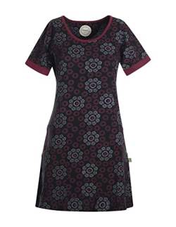 Vishes - Alternative Bekleidung - Kurzarm Damen Hippie T-Shirt Kleid Blumen Tunika Jerseykleid Baumwolle schwarz 40 von Vishes