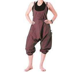 Vishes - Alternative Bekleidung - Kurze Harems Latzhose aus gewebter Baumwolle braun 40 von Vishes