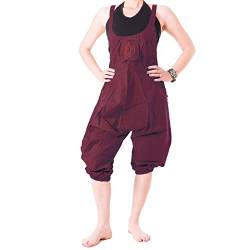 Vishes - Alternative Bekleidung - Kurze Harems Latzhose aus gewebter Baumwolle dunkelrot 42 von Vishes