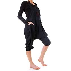 Vishes - Alternative Bekleidung - Kurze Harems Latzhose aus gewebter Baumwolle schwarz 36/38 von Vishes