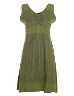 Vishes - Alternative Bekleidung - Kurzes Damen Kleid Blumentunika Hemdchen Hängerchen ärmellos Olive 36 von Vishes
