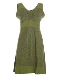 Vishes - Alternative Bekleidung - Kurzes Damen Kleid Blumentunika Hemdchen Hängerchen ärmellos Olive 44-46 von Vishes