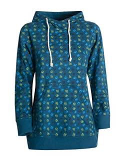 Vishes - Alternative Bekleidung - Kuscheliges Damen Hoodie Baumwoll Pullover Kapuzenshirt Kapuzensweater mit Om Druck türkis 40-42 von Vishes