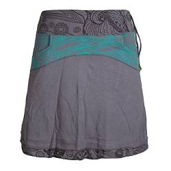 Vishes - Alternative Bekleidung - Lagenlook Goa Hippie Damen Rock Kurz Breiter Bund Taschen Röcke grau 42 von Vishes