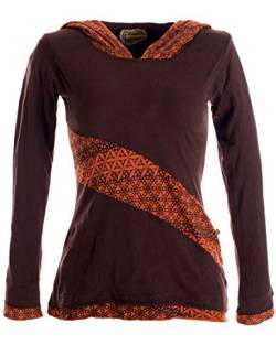Vishes - Alternative Bekleidung - Lagenlook Longsleeve Shirt mit Zipfelkapuze braun 34 von Vishes