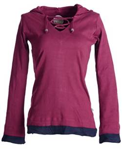 Vishes - Alternative Bekleidung - Lagenlook Longsleeve Shirt mit Zipfelkapuze dunkelrot 38 von Vishes