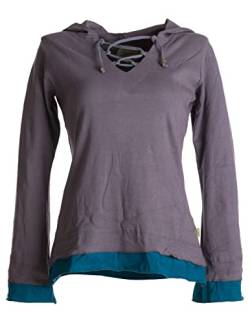 Vishes - Alternative Bekleidung - Lagenlook Longsleeve Shirt mit Zipfelkapuze grau 38 von Vishes