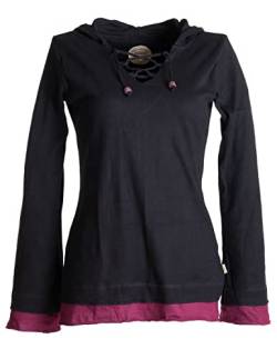 Vishes - Alternative Bekleidung - Lagenlook Longsleeve Shirt mit Zipfelkapuze schwarz 36 von Vishes