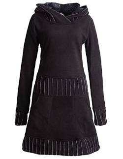 Vishes - Alternative Bekleidung - Langärmliges Patchwork Hoodie Eco Damen Fleecekleid mit Daumenlöchern schwarz 36 von Vishes