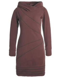 Vishes - Alternative Bekleidung - Langärmliges Patchwork Hoodie Eco Fleecekleid Pullover-Kleid Daumenlöcher braun 44 von Vishes
