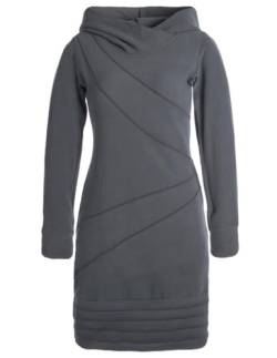 Vishes - Alternative Bekleidung - Langärmliges Patchwork Hoodie Eco Fleecekleid Pullover-Kleid Daumenlöcher grau 36-38 von Vishes
