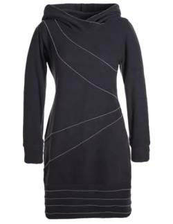 Vishes - Alternative Bekleidung - Langärmliges Patchwork Hoodie Eco Fleecekleid Pullover-Kleid Daumenlöcher schwarz 36-38 von Vishes