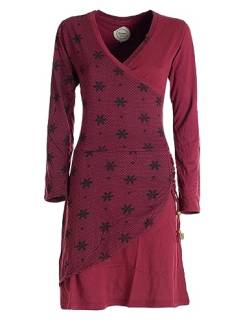 Vishes - Alternative Bekleidung - Langarm Damen Jerseykleid Baumwolle Bänder Blümchenmuster dunkelrot 34 von Vishes