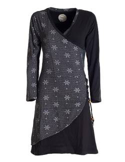 Vishes - Alternative Bekleidung - Langarm Damen Jerseykleid Baumwolle Bänder Blümchenmuster schwarz 34 von Vishes