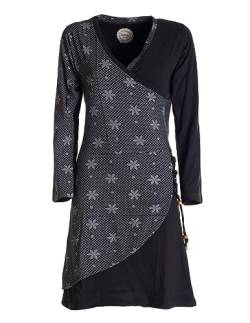 Vishes - Alternative Bekleidung - Langarm Damen Jerseykleid Baumwolle Bänder Blümchenmuster schwarz 44 von Vishes