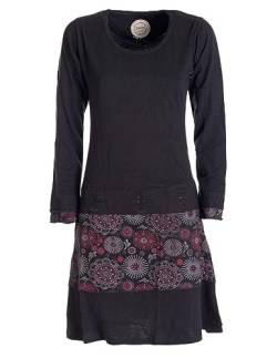 Vishes - Alternative Bekleidung - Langarm Damen Keid Mandala Druck Rundhals Ausschnitt schwarz 36 von Vishes