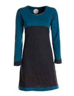 Vishes - Alternative Bekleidung - Langarm Damen Kleid Longshirt Jerseykleid Bio-Baumwolle GOTS schwarz-türkis 32 von Vishes