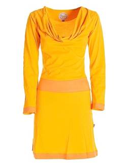 Vishes - Alternative Bekleidung - Langarm Damen Kleid Wasserfallkragen Bio-Baumwolle breiter Bund gelb 40 von Vishes