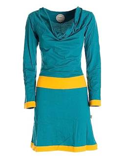 Vishes - Alternative Bekleidung - Langarm Damen Kleid Wasserfallkragen Bio-Baumwolle breiter Bund türkis 40 von Vishes