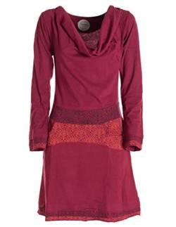 Vishes - Alternative Bekleidung - Langarm Damen Kleid mit Wasserfallkragen Bund Bedruckt Taschen dunkelrot 36 von Vishes