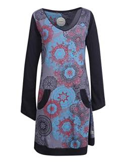Vishes - Alternative Bekleidung - Langarm Damen Lagen-Look Jersey-Kleid Mandalas V-Ausschnitt grau 38 von Vishes