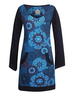 Vishes - Alternative Bekleidung - Langarm Damen Lagen-Look Jersey-Kleid Mandalas V-Ausschnitt türkis 44 von Vishes