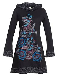 Vishes - Alternative Bekleidung - Langarm Damen Lagenlook Kapuzen-Kleid Jerseykleid Hoodie Blumen-Kleid schwarz 40 von Vishes