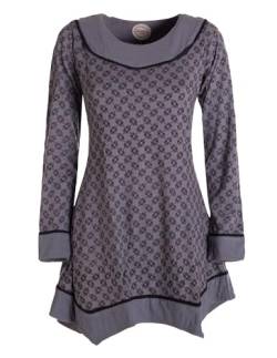 Vishes - Alternative Bekleidung - Langarm Damen Tunika Shirt-Kleid Ethno Zipfel-Bluse Blusenkleid grau 44-46 von Vishes