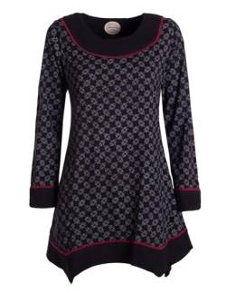 Vishes - Alternative Bekleidung - Langarm Damen Tunika Shirt-Kleid Ethno Zipfel-Bluse Blusenkleid schwarz 44-46 von Vishes