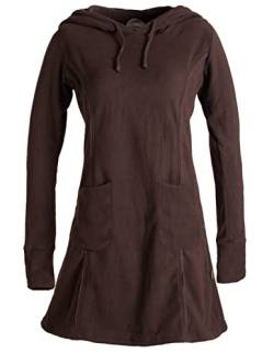 Vishes- Alternative Bekleidung - Langarm Winterkleid aus recyceltem Eco Fleece mit großer Zipfelkapuze braun 42 von Vishes