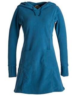 Vishes- Alternative Bekleidung - Langarm Winterkleid aus recyceltem Eco Fleece mit großer Zipfelkapuze türkis 46-48 von Vishes
