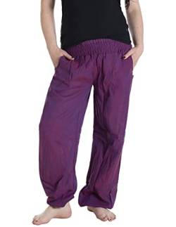 Vishes - Alternative Bekleidung - Lange Damen Sommerhose Haremshose Schlupfhose einfarbig Dehnbund Einheitsgröße (34-46) blaurosa von Vishes