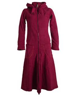Vishes - Alternative Bekleidung - Langer, warmer Fleece Mantel mit Zipfelkapuze dunkelrot 42 von Vishes