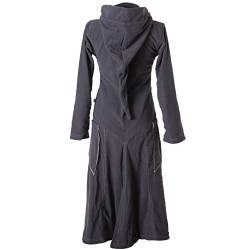 Vishes - Alternative Bekleidung - Langer, warmer Fleece Mantel mit Zipfelkapuze grau 36-38 von Vishes