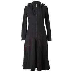 Vishes - Alternative Bekleidung - Langer, warmer Fleece Mantel mit Zipfelkapuze schwarz 40 von Vishes