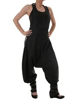 Vishes - Alternative Bekleidung - Legere Damen Latzhose Haremshose Sommerhose Overall Baumwolle schwarz 34-36 von Vishes