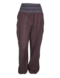 Vishes - Alternative Bekleidung - Leichte Damen Chino Haremshose mit dehnbarem Bund Taschen braun von Vishes