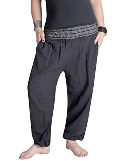 Vishes - Alternative Bekleidung - Leichte Damen Chino Haremshose mit dehnbarem Bund Taschen schwarz von Vishes