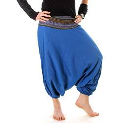 Vishes - Alternative Bekleidung - Leichte Kurze Dreiviertel Baumwoll Haremshose - elastischer gesmokter Bund - auch für Kinder blau von Vishes