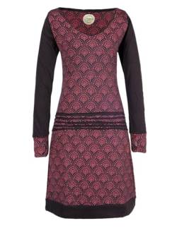 Vishes - Alternative Bekleidung - Leichtes Jerseykleid Damen Langarm Kleider Sweatkleid Punkte schwarz-dunkelrot 38-40 von Vishes